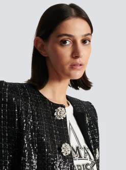 Women Balmain Glittery Tweed Jacket