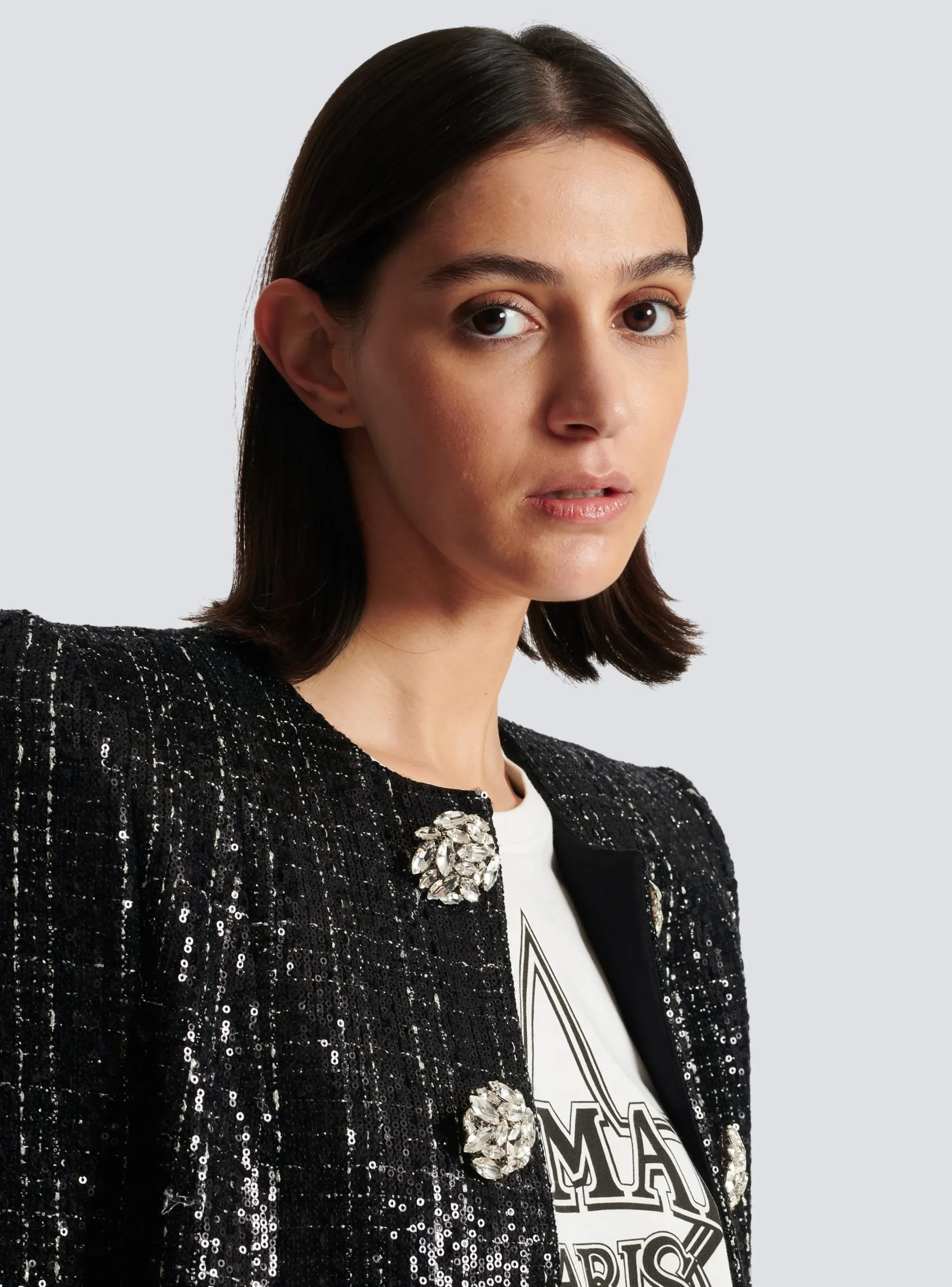 Women Balmain Glittery Tweed Jacket