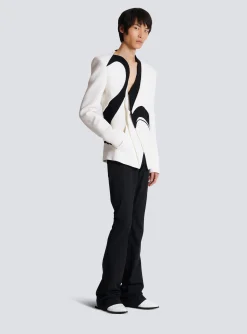 Balmain Graphic Double Crepe Blazer With Inserts