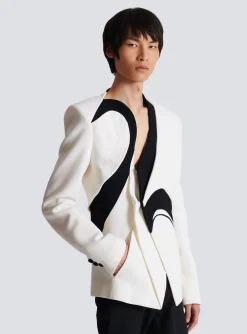 Balmain Graphic Double Crepe Blazer With Inserts