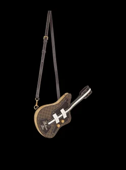 Women Balmain Guitar Bag Clutch With Leather And Monogram Detailing