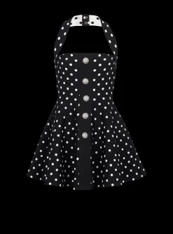 Women Balmain Halterneck Dress In A Polka-dot Jacquard Knit