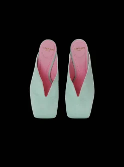Women Balmain Heeled Eden Mules In Suede Leather