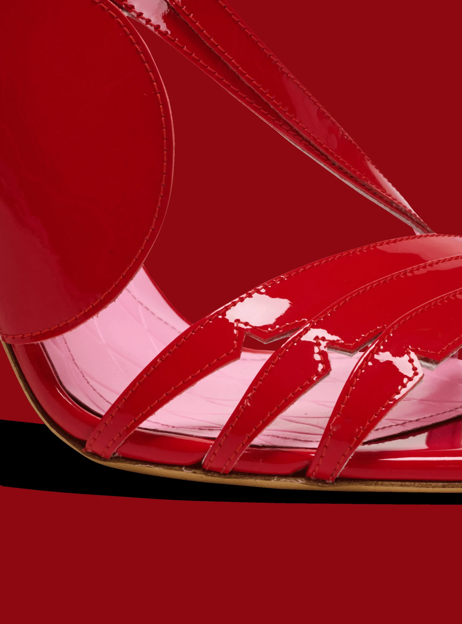 Women Balmain Heeled Eden Sandals In Patent Leather