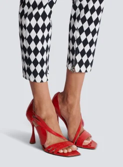 Women Balmain Heeled Eden Sandals In Patent Leather