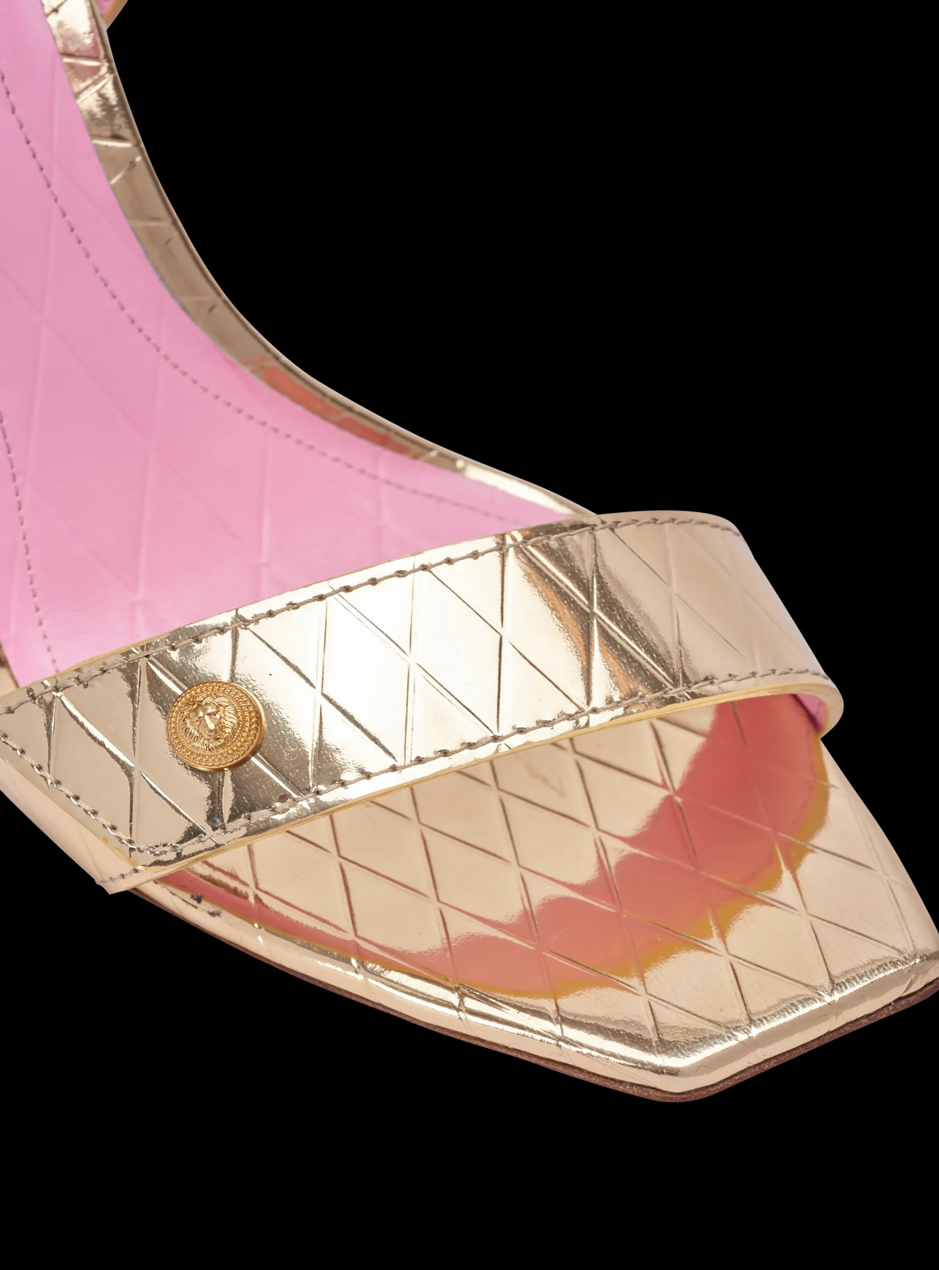 Women Balmain Heeled Eva Sandals In Mirrored Leather