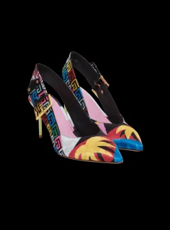 Women Balmain Heeled Ruby Slingbacks In Printed Satin