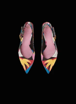 Women Balmain Heeled Ruby Slingbacks In Printed Satin