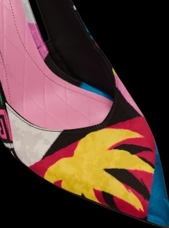 Women Balmain Heeled Ruby Slingbacks In Printed Satin
