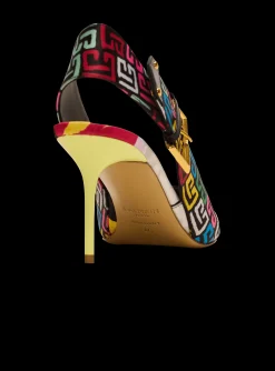 Women Balmain Heeled Ruby Slingbacks In Printed Satin