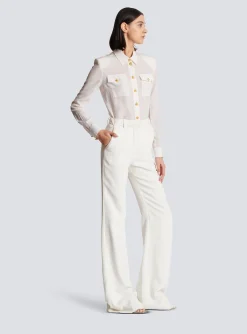 Women Balmain High-waisted Crepe Trousers