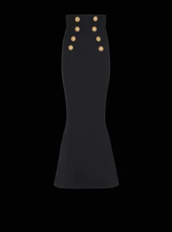 Women Balmain High-waisted Long Skirt With Buttons