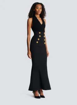 Women Balmain High-waisted Long Skirt With Buttons