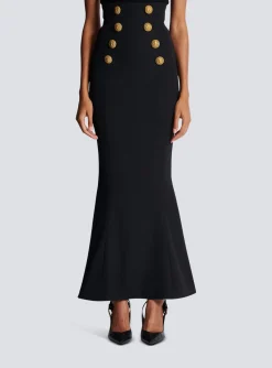 Women Balmain High-waisted Long Skirt With Buttons