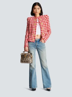 Women Balmain Houndstooth Tweed Jacket