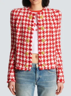 Women Balmain Houndstooth Tweed Jacket