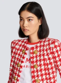 Women Balmain Houndstooth Tweed Jacket