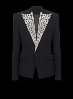 Balmain Jacket With Crystal-embellished Collar