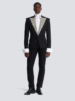 Balmain Jacket With Crystal-embellished Collar