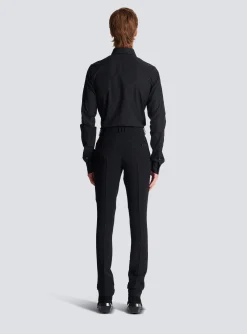 Balmain Jacquard Crepe Trousers With Stars