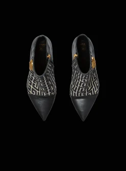 Women Balmain Jacquard Monogram And Leather Roni Ankle Boots
