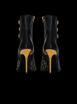 Women Balmain Jacquard Monogram And Leather Roni Ankle Boots