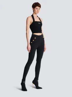 Women Balmain Jersey Leggings With 6 Buttons