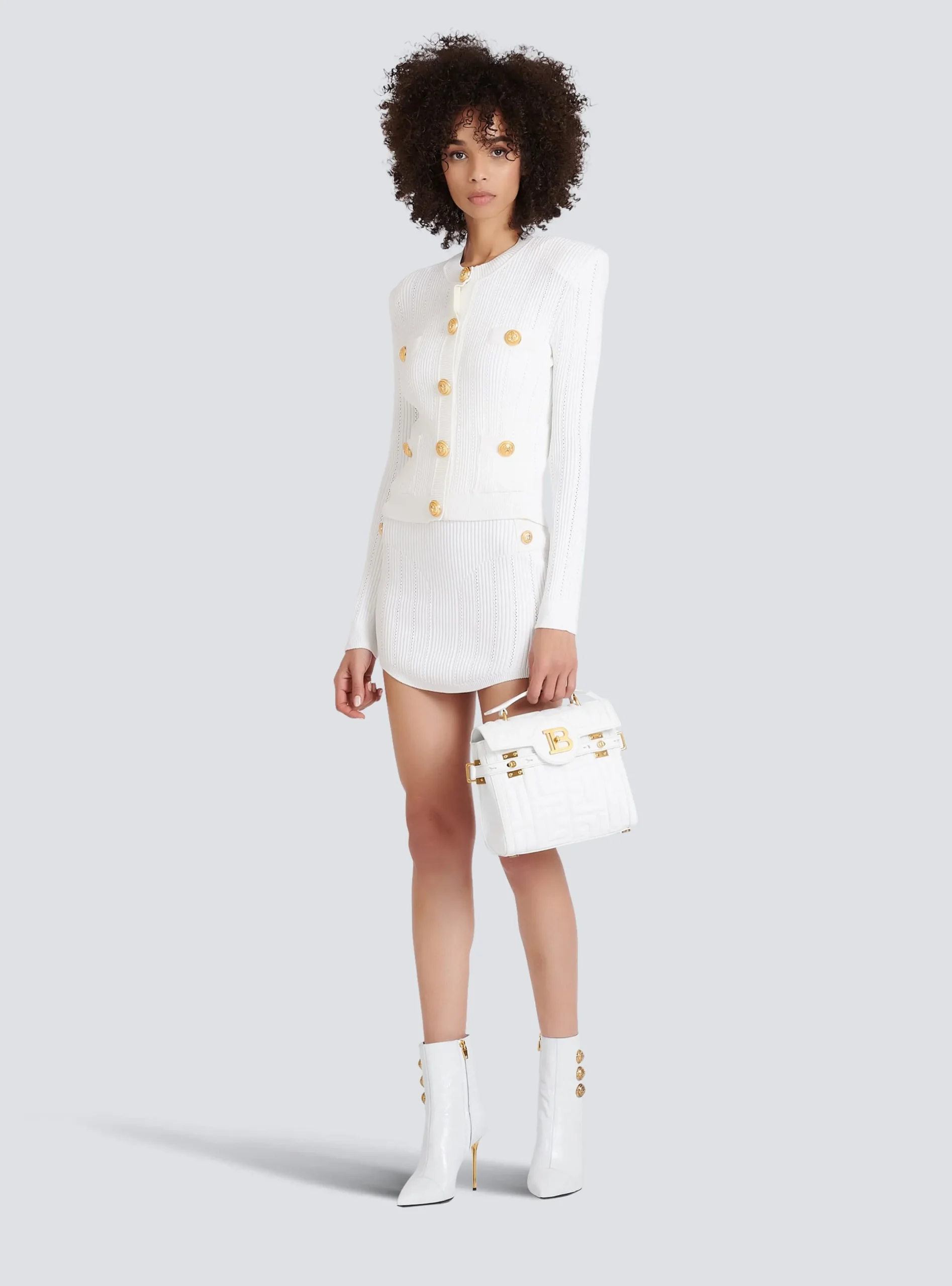 Women Balmain Knit Cardigan With Gold Buttons