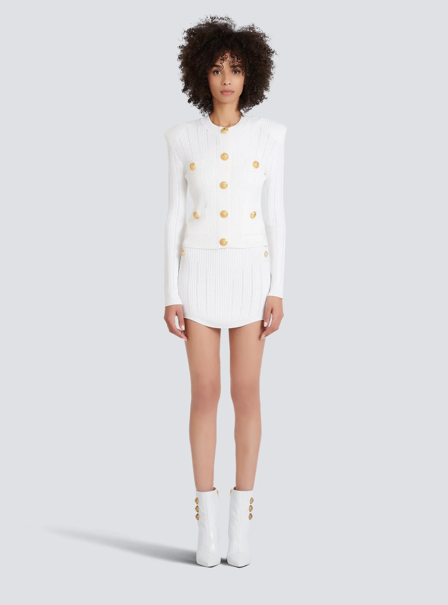 Women Balmain Knit Cardigan With Gold Buttons