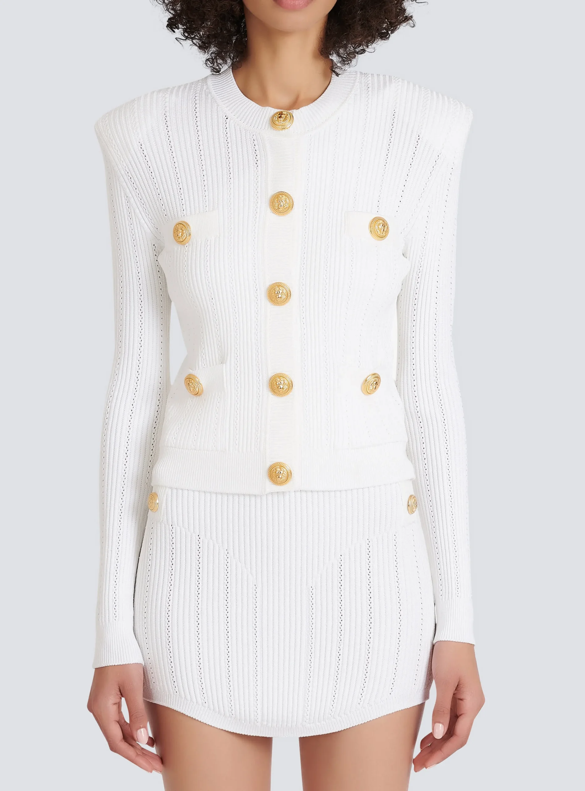 Women Balmain Knit Cardigan With Gold Buttons