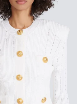 Women Balmain Knit Cardigan With Gold Buttons