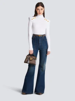 Women Balmain Knit Jumper With Gold Buttons