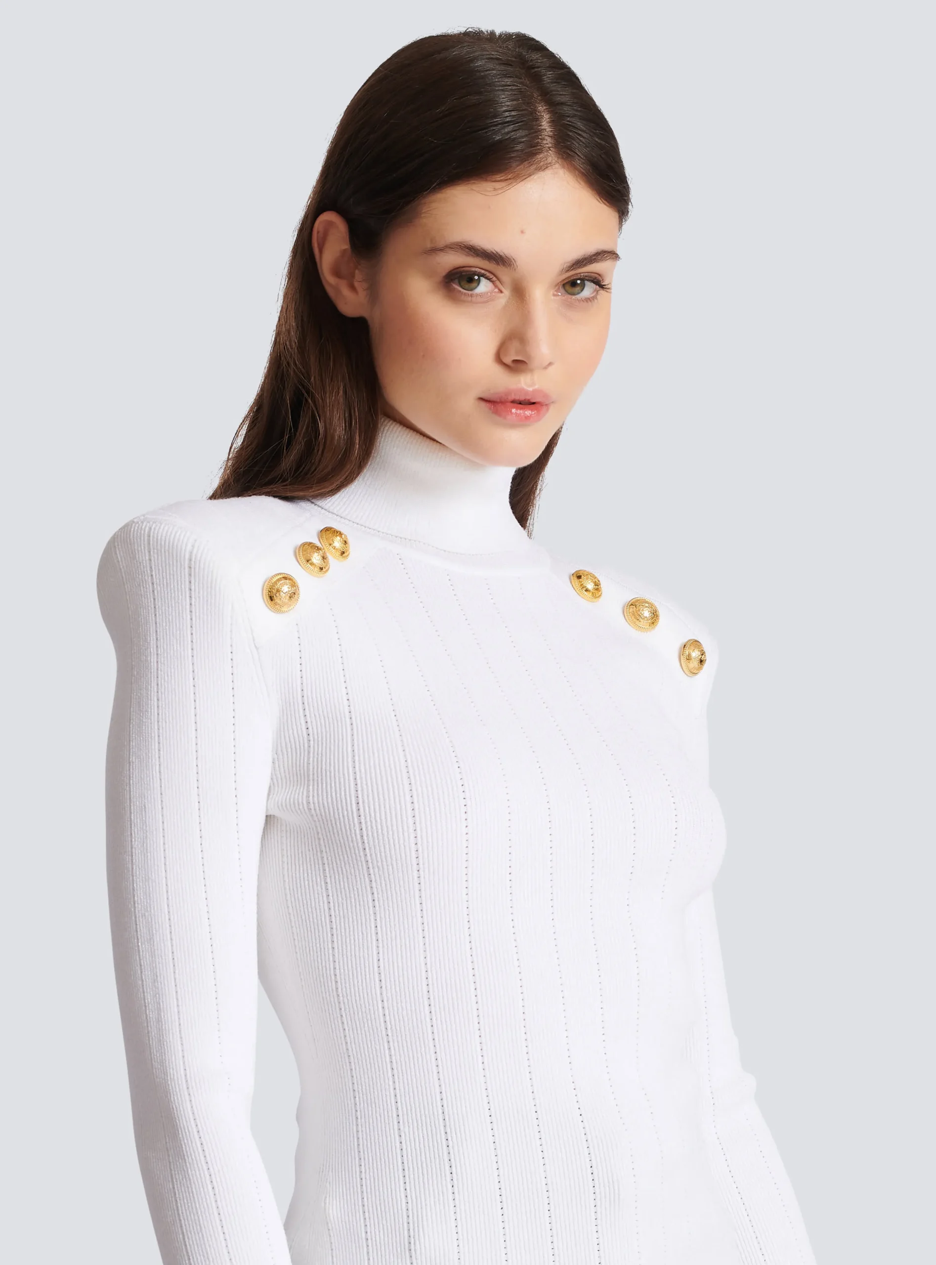 Women Balmain Knit Jumper With Gold Buttons