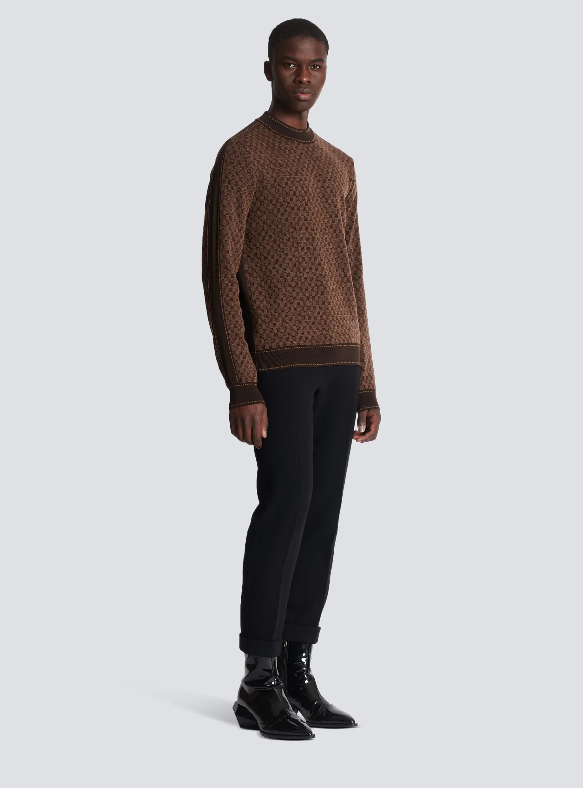 Balmain Knit Jumper With Mini Monogram