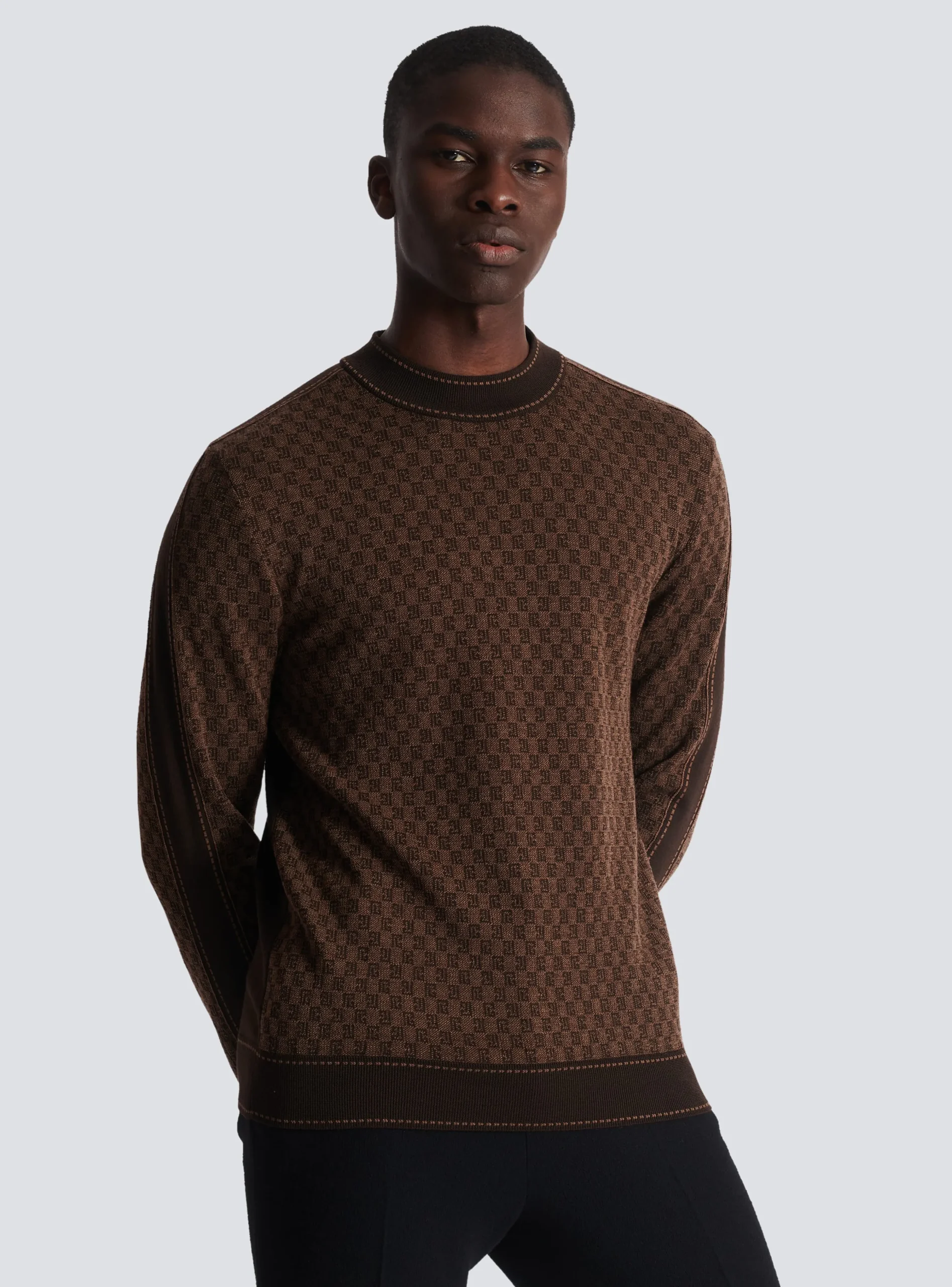 Balmain Knit Jumper With Mini Monogram