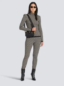 Women Balmain Knit Leggings With Monogram