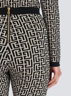 Women Balmain Knit Leggings With Monogram