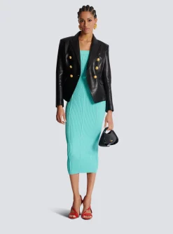 Women Balmain Knit Midi Dress With Double Straps