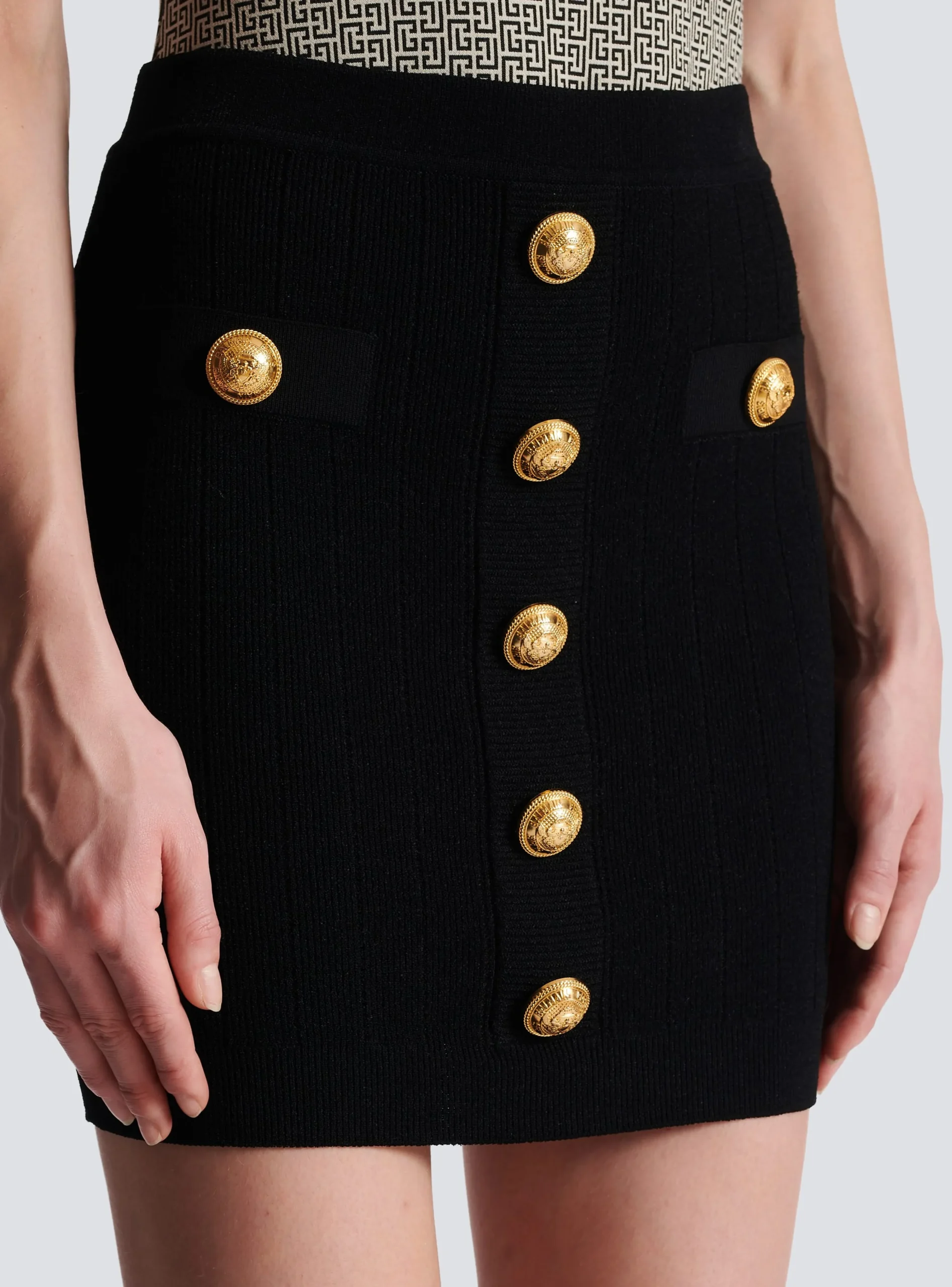 Women Balmain Knit Skirt With Buttons