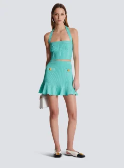 Women Balmain Knitted Skater Skirt
