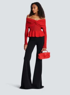 Women Balmain Knotted Off-the-shoulder Top