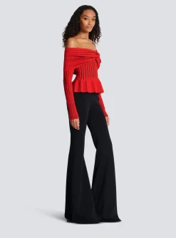 Women Balmain Knotted Off-the-shoulder Top