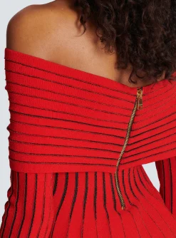 Women Balmain Knotted Off-the-shoulder Top