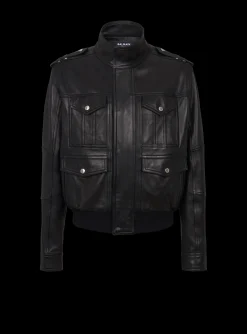 Balmain Lambskin Leather Jacket With 4 Pockets