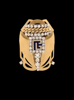 Women Balmain Large Beetle Brooch Set With Crystals