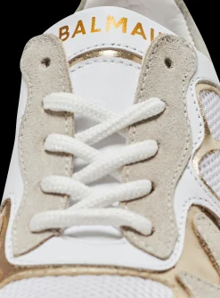 Kids/BOY Balmain Leather And Mesh Trainers