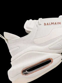 Women Balmain Leather And Suede B-Bold Low-top Sneakers
