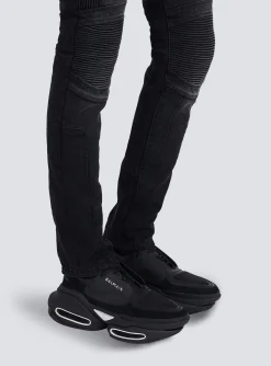 Balmain Leather, Neoprene And Suede B-Bold Low-top Sneakers