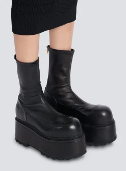 Women Balmain Leather Platform Boots