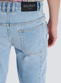 Balmain Light Denim Biker Jeans